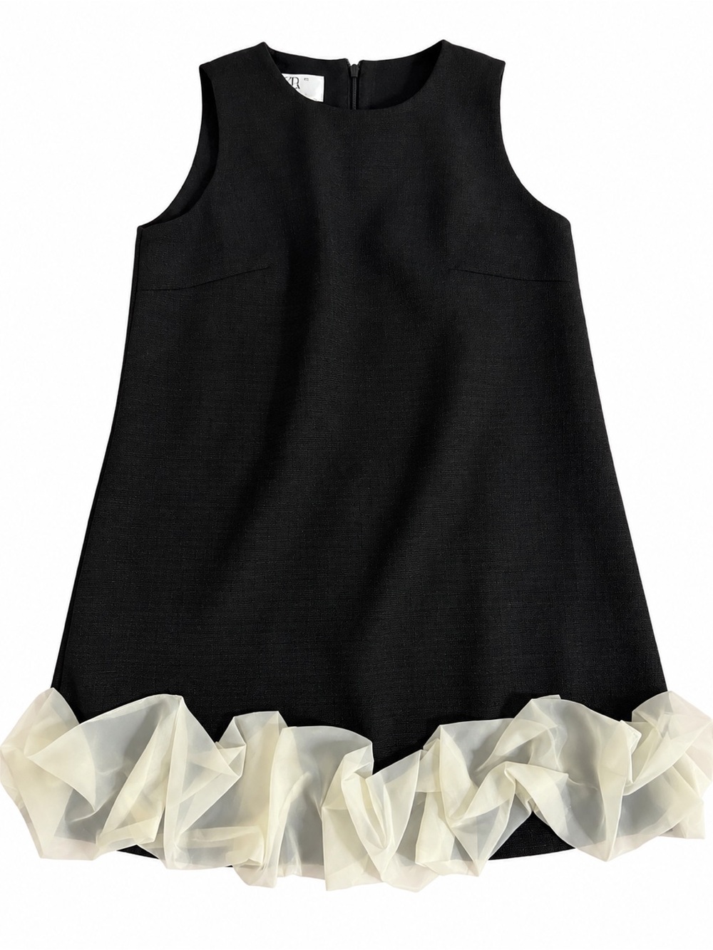 ASOS Black Sleeveless Dress with Cream Ruffle Hem